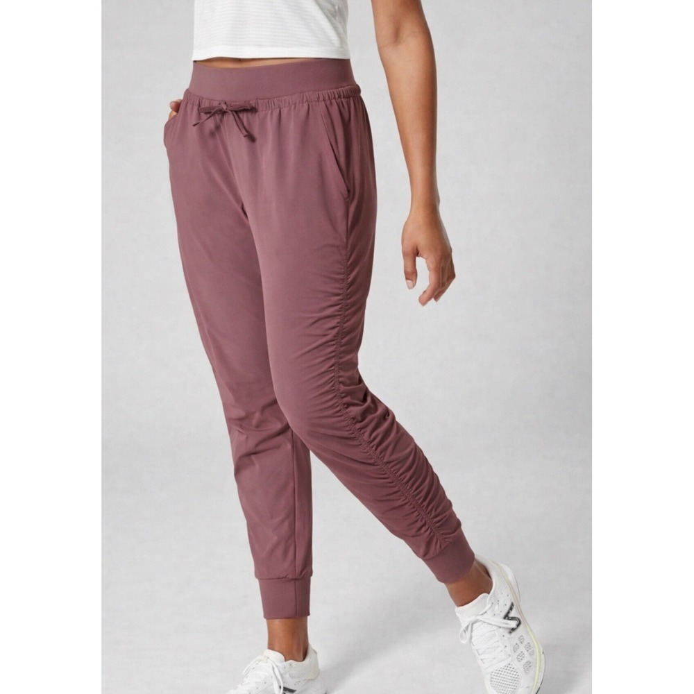ATHLETA Jogger Attitude ii Pants Lined Ruched Stretch High Rise SIZE 0 Running